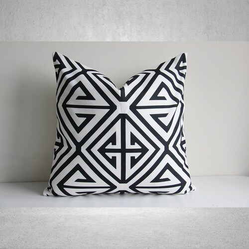 Black and White Geometric Pillow Throw Pillow Cover Boho Etsy