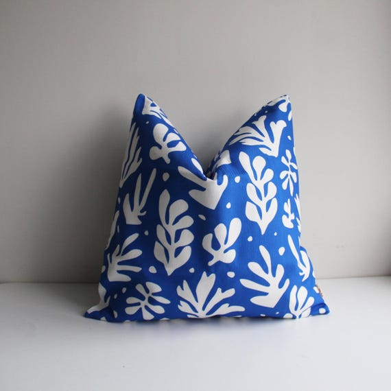 Matisse Blue Cut outs art Throw Pillow cover, Matisse Floral Decor Pillow case 18x18 20x20 16x16 cushion cover, Matisse Art Gift
