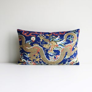 Dragon in Blue Throw Pillow Cover - Chinoiserie Exotic Scenic Cushion Cover, Classic Pillow Cover 12x20 14x24 50x30cm 12x16 Pillow Case