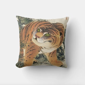 Copricuscino decorativo con tigre antica in stile cinese - 20x20 24x24 18x18 Copricuscino con grande gatto, copricuscino con animali selvatici, regalo decorativo