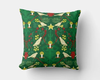 Green Christmas Throw Pillow Cover - X'mas Cushion Cover Happy Holiday Pillow Cover 18x18 45x45cm 20x20 Gift