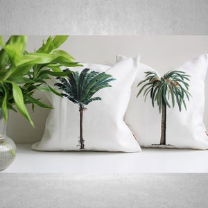 Green Palm Tree Decorative Pillow Cover, Tropical Decor Pillow Cover 18x18 45x45cm 20x20, Palm Cushion Cover Tropical Home Housewarming Gift