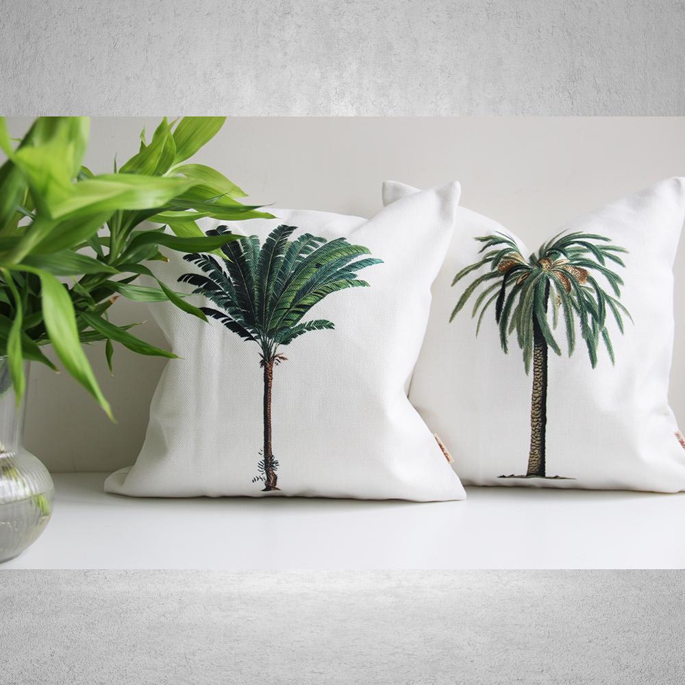 Green Palm Tree Decorative Pillow Cover, Tropical Decor Pillow Cover 18x18 45x45cm 20x20, Palm Cushion Cover Tropical Home Housewarming Gift