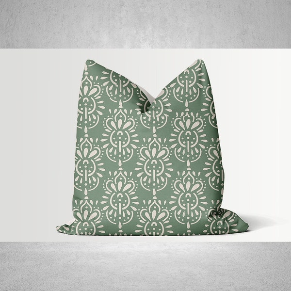 Scandinavian Green / Orange Color Ways Throw Pillow Cover - Geometric Scandi Cushion Cover 18"x18" 20x20 45x45cm, Scandi Style Cushion Cover