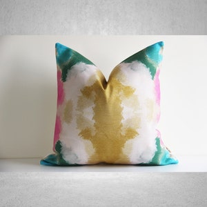 Cream Ochre Green Pink Abstract Throw Pillow Cover - Abstract Cushion Cover, Modern Abstract Art Decor Pillow Cover 18x18 20x20 Pillow Gift