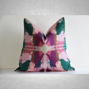 Green&Dusty Rose Pink Abstract Throw Pillow Cover - Mirror Abstract Decor Cushion Cover, Modern Art Decor 18x18 20x20 45x45cm Pillow Case