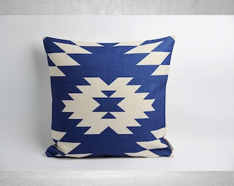 Kelim Blaues Geometrisches Kissenbezug: Southwestern Decor