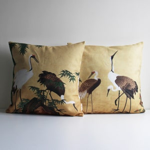 Oriental Cranes Pillow Cover - Chinoiserie Cushion Cover, Oriental Decor Birds Pillow Case Gift Pillow Cover 18x18 20x20 16x16 Home Gift