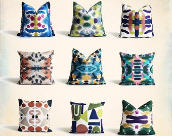 Bright Colorful Abstract Art Throw Pillow Cover