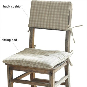 Coussins de chaise carrés en coton lin lavé naturel avec liens 16 x 16 18 x 18 20 x 20 coussins de dos tailles personnalisées coussins de chaise image 7