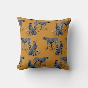 Orange Resting Leopards Throw Pillow Cover - Leopard Decor Cushion Covers, Tropical Jungle Animal 18x18 20x20 24x24 Jaguars Pillow Cases