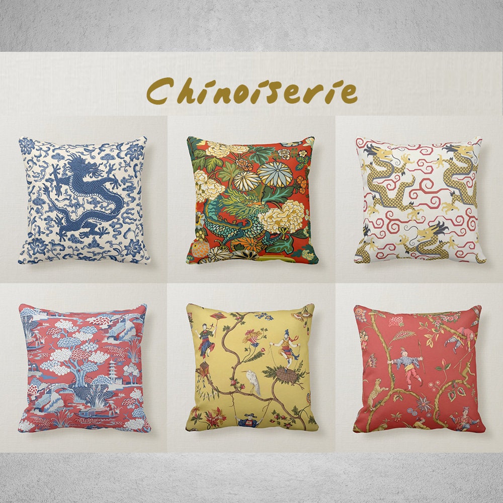 Chinoiserie Throw Pillow Cover Chinese Style Decorative Etsy