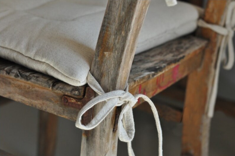 Natural washed linen cotton square chair cushions with ties 16x16 18x18 20x20 back cushion custom sizes chair pads image 6