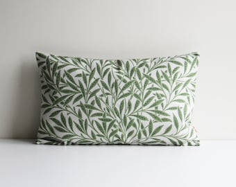William Morris Green Leaves Lumbar Pillow Cover – Classic Art Nouveau Decor