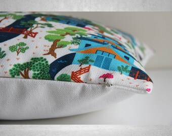 Federa Per Cuscino Lachineuse – Motivo Vecchia Pechino, 45x45 Cm, Cotone, Colore Mattone - 2