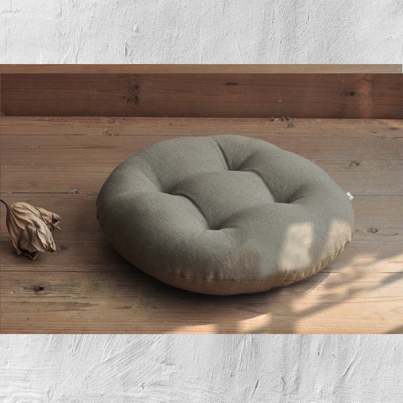Washed Linen Round Cushions Handmade Chair Pads Floor Etsy