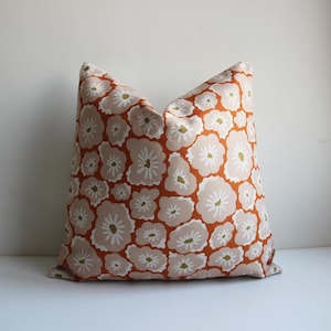 Fodera per cuscino con piccoli fiori arancioni bruciati - Fodera per cuscino con decoro floreale naturale, fodera per cuscino 45 x 45 cm, federa 18x18 20x20