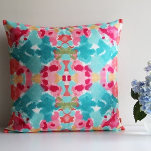 Roze aqua abstracte sierkussenhoes - spiegel abstract decor kussenhoes, moderne kunst decor 18 x 18 20 x 20 45 x 45 cm heldere kussensloop