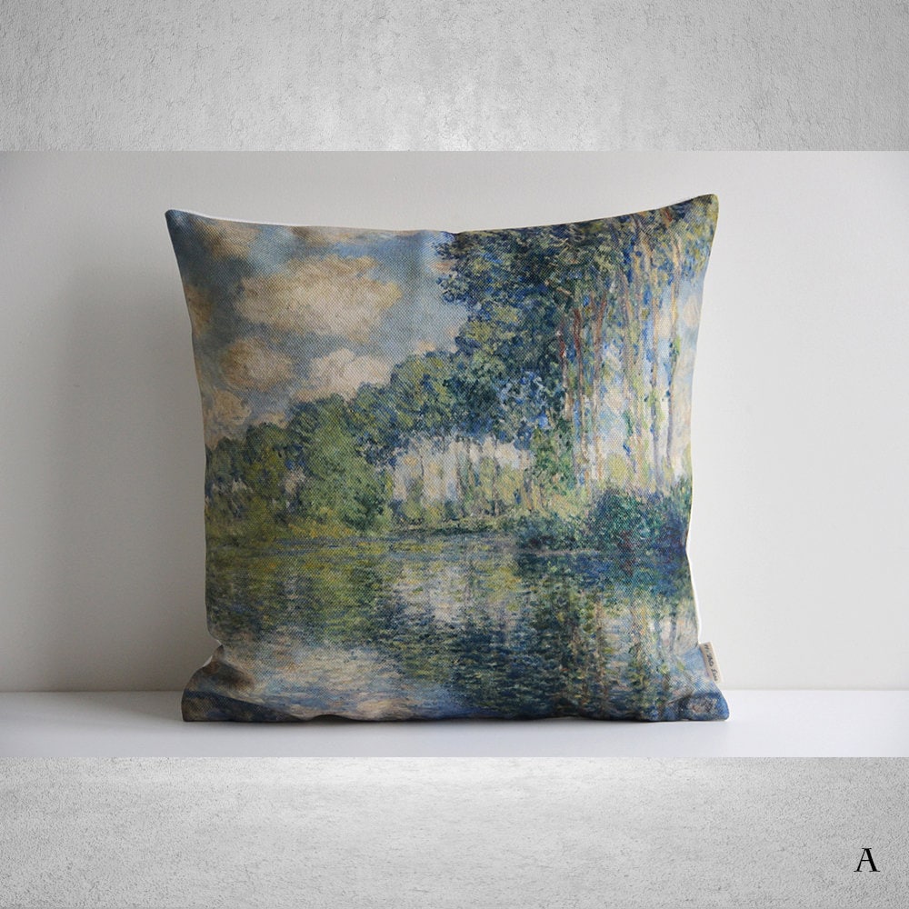 クッションカバー　モネ　絵画 楽天市場】名画 グッズ クッションカバー アート 45×45cm 北欧