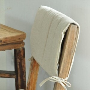 Natural washed linen cotton square chair cushions with ties 16x16 18x18 20x20 back cushion custom sizes chair pads image 5