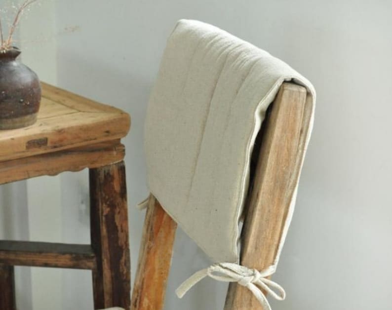 Natuurlijk gewassen linnen katoenen vierkante stoelkussens met banden 16x16 18x18 20x20 rugkussen aangepaste maten stoelkussens afbeelding 5