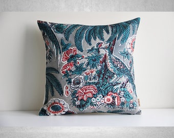 Set 2 Federe Cuscini 45x45 Cm Chinoiserie - Motivo Floreale Marrone E