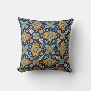 Boho Orange Blue Geometric Throw Pillow Cover - Morocco Decor Pillow Case 18x18 / 45x45cm Decorative Cushion Cover 20x20 16x16