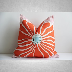 Copricuscino con motivo floreale arancione bruciato di design - Copricuscino decorativo floreale arancione di design 18x18 45 x 45 cm 20x20 16x16