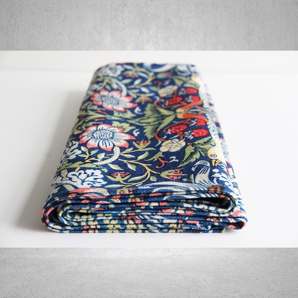 Strawberry Thief - William Morris Floral & Birds Table Runner, Old Fashion Nature Table Runner 14"x72"/ 16"x90"/ 16"x108" Table Running