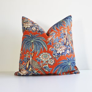 Multi Colorways Chinoiserie Tropical Throw Pillow Cover - Chinoise Exotique Scenic Cushion Cover, Classic 18x18 20x20 Printed Pillow Case