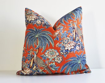 Multi Colorways Chinoiserie Tropical Throw Pillow Cover - Chinoise Exotique Scenic Cushion Cover, Classic 18x18 20x20 Printed Pillow Case