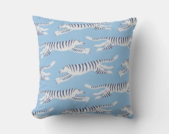 Leaping Tiger Throw Pillow Cover – Animal Print Cushion, Bedroom Decor Teens