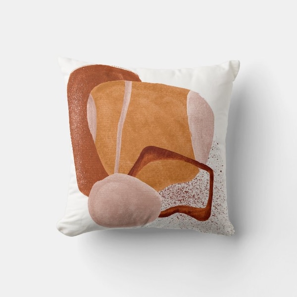 Orange Pink Abstract Throw Pillow Cover - Abstract Decor Cushion Cover, Modern Art Decor 18x18 20x20 45x45cm Cotton Linen Pillow Case