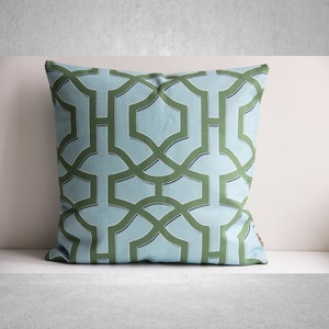 Chinoiserie Geometric Throw Pillow Cover - Oriental Exotique Cushion Cover, Old Fashion 18x18 20x20 Pillow Case, Asian Decor