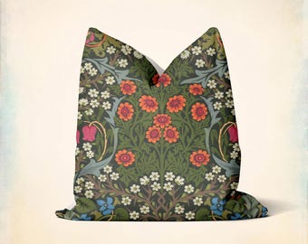 William Morris Botanical Floral Colorful Art Nouveau Throw Pillow Cover 20x20 24x24 18x18" 45x45cm