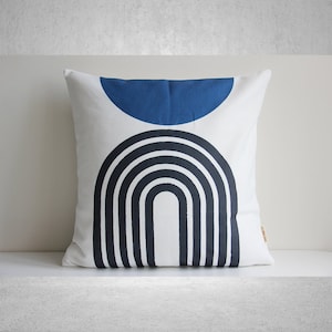 Mid Century Blue Geometric Throw Pillow Cover -  Modern Pillow Case 18x18 20x20 45x45cm 50x50 Decorative Cushion Cover gifts