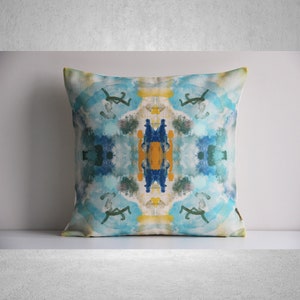 Blue and Orange Abstract Throw Pillow Cover - Abstract Decor Cushion Cover, Modern Art Decor 18x18 20x20 45x45cm Cotton Linen Pillow Case