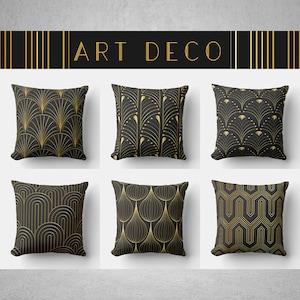 Black /Green Art Deco Square Throw Pillow Cover - Custom Cushion Cover 18x18 45x45cm 20x20 Geometric Art Deco Home Decor Pillow Cover Gifts