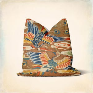 Flying Cranes Throw Pillow Cover - Asian Art Decor Cushion Cover, Asian Birds Decor Pillow Case 18x18 20x20 16x16, Housewarm Gift