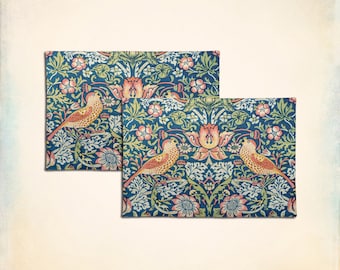 Strawberry Thief - William Morris Table Placemats Sets 12”x18”/ 14”x20” - Cloth Table Setting 30x45 cm/ 35x50 cm Dinner Mats, Table Linens