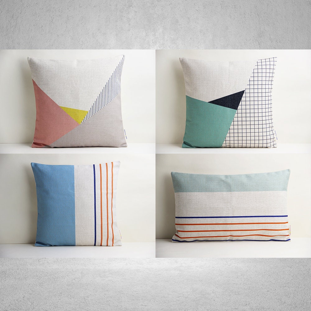 Abstract Geometric Printed Cotton Linen Decorative Pillows Cover Cushion Case 