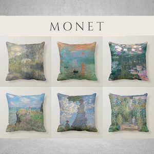 Claude Monet Painting Throw Pillow Cover - Monet Art Cushion Cover, Exhibition Art 18x18 45x45cm 20x20 Decorative Pillow Case gifts