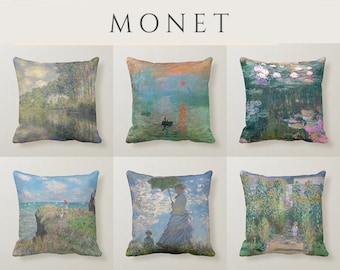 Impressionist Water Lilies Throw Pillow Cover w Optional Insert by Roostery Impressionist Water Lilies Throw Pillow Cover w Optional Insert by Roostery
