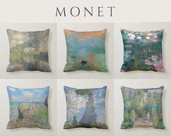 Claude Monet Painting Throw Pillow Cover - Monet Art Cushion Cover, Exhibition Art 18x18 45x45cm 20x20 Decorative Pillow Case gifts