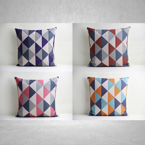 Federa Per Cuscino Quadrata 45x45 Cm - 4 Pezzi Con Motivi Geometrici E Architettonici - Stile Moderno