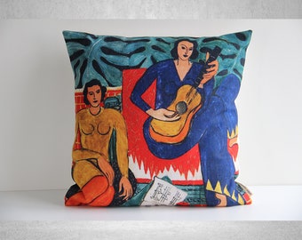 LA MUSIQUE - Housse de coussin décorative d'art Henri Matisse, taie d'oreiller déco coton lin 18 x 18 housse de coussin 20 x 20, cadeaux de coussin lombaire