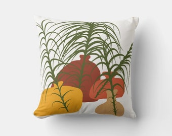 Branch Mid Century Modern Art Throw Pillow Cover - Tree Abstract Cushion Cover Linen Cotton, Modern Decor Pillow Case Gifts