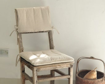 Natural washed linen cotton square chair cushions with ties 16x16 18x18 20x20  back cushion custom sizes chair pads