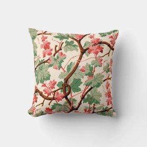 Pink Floral Throw Pillow Cover - Nature Branches Flowers Decor Cushion Cover, Nature Floral 18x18 20x20 16x16 Pillow Cover