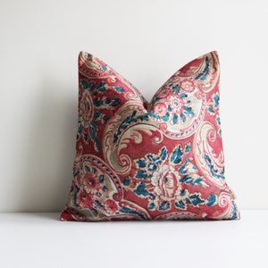 Brick Red Ancient Paisley Throw Pillow Cover - Old Art Nouveau Floral Decor Cushion Cover,Classic Pillow Case 18x18 20x20 16x16 Pillow Cover